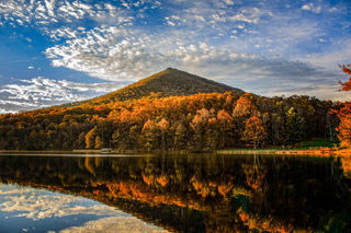 Mountains & Valleys: Sunrise on Sharp Top Mountain Photographer: Harold Burnley of Kilmarnock Location: Peaks of Otter along the Blue Ridge Parkway in Bedford County